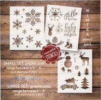 WallCutz Stencil Winter Stencil Bundle - Christmas holiday stencil pack