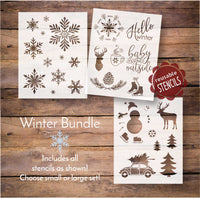 WallCutz Stencil Winter Stencil Bundle - Christmas holiday stencil pack