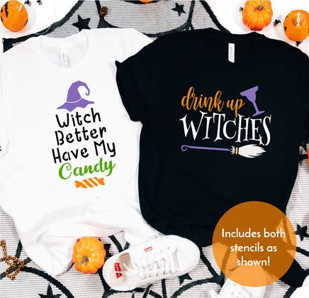 WallCutz Stencil Witch Better Have Candy / Drink Up Witches / Halloween Stencil Bundle