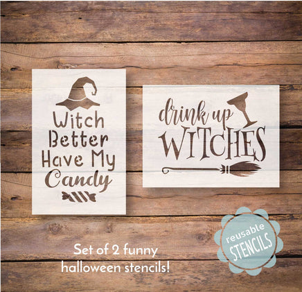 WallCutz Stencil Witch Better Have Candy / Drink Up Witches / Halloween Stencil Bundle
